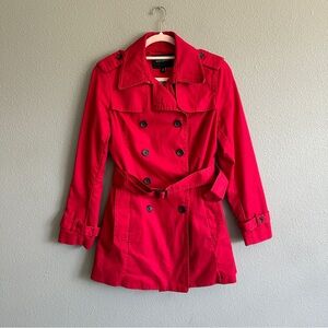 Banana Republic Red Trench Coat with Belt Small